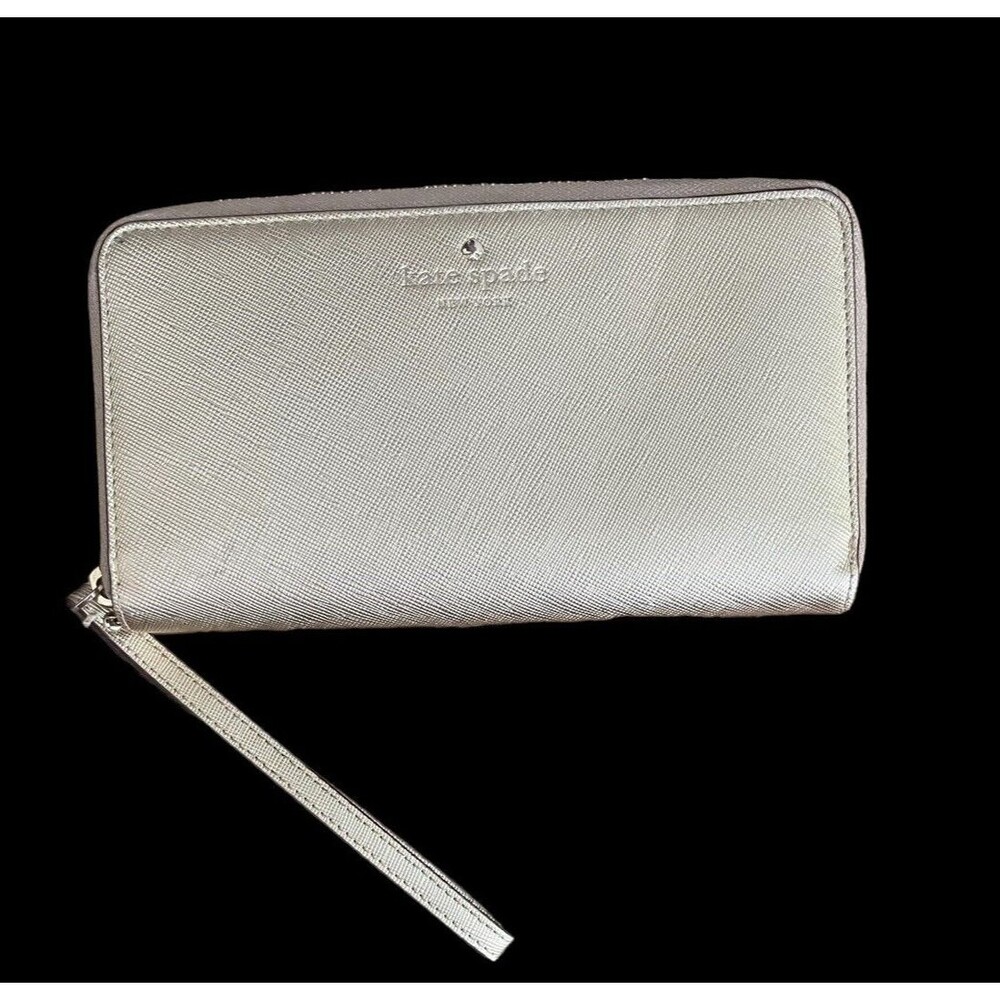 Kate Spade Gold Metallic Saffiano Leather Zip Around Wallet/Wristlet
